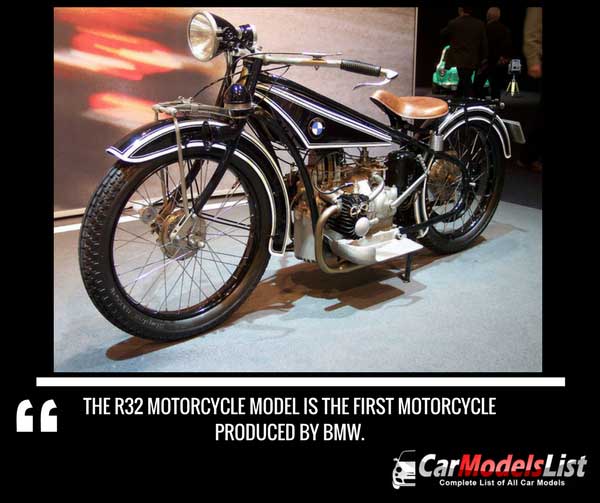 The R32 Motorcycle model is the first motorcycle created by BMW