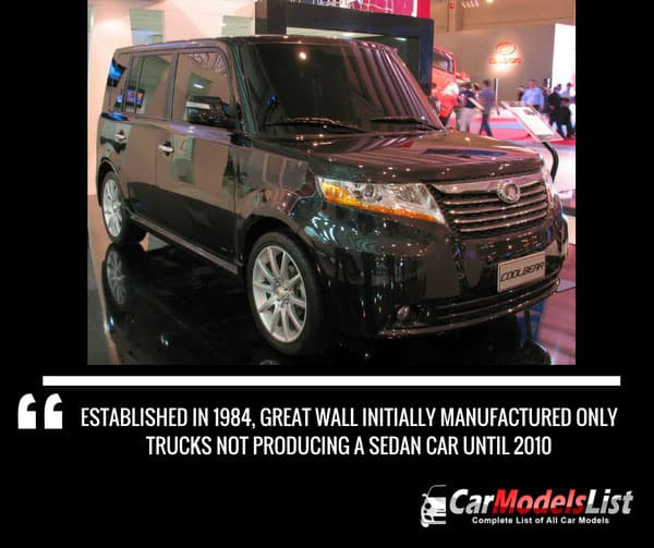 Established in 1984 Great Wall initially manufactured only trucks not producing a sedan car until 2010