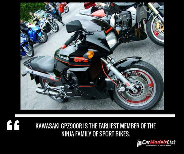 The Kawasaki GPZ900R  is the earliest member of the Ninja family of sport bikes