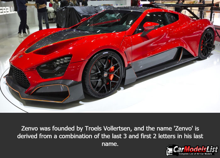 Zenvo was founded by Troels Vollertsen, and the name 'Zenvo' is derived from a combination of the last 3 and first 2 letters in his last name.