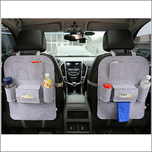 Car Auto Seat Back Multi-Pocket Storage Bag Organizer Holder Hanger Accessory (Light Grey)