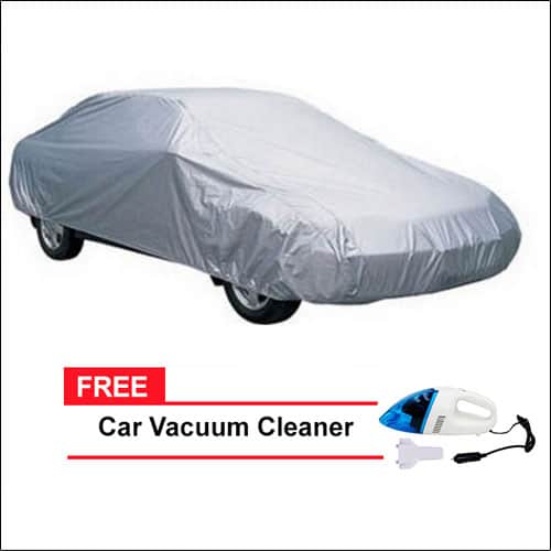 Sedan Car Cover (Grey) with FREE Car Vacuum Cleaner Portable (Blue)