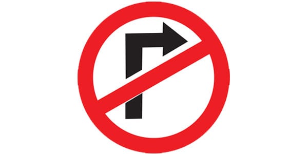 Right Turn Ahead Prohibited Sign