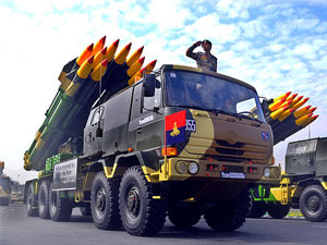 Indian Army Tatra truck mounting BM 30 Smerch