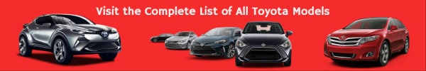 Complete list of all Toyota Car Models